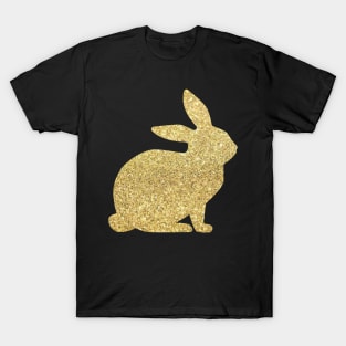 Gold Faux Glitter Easter Bunny T-Shirt